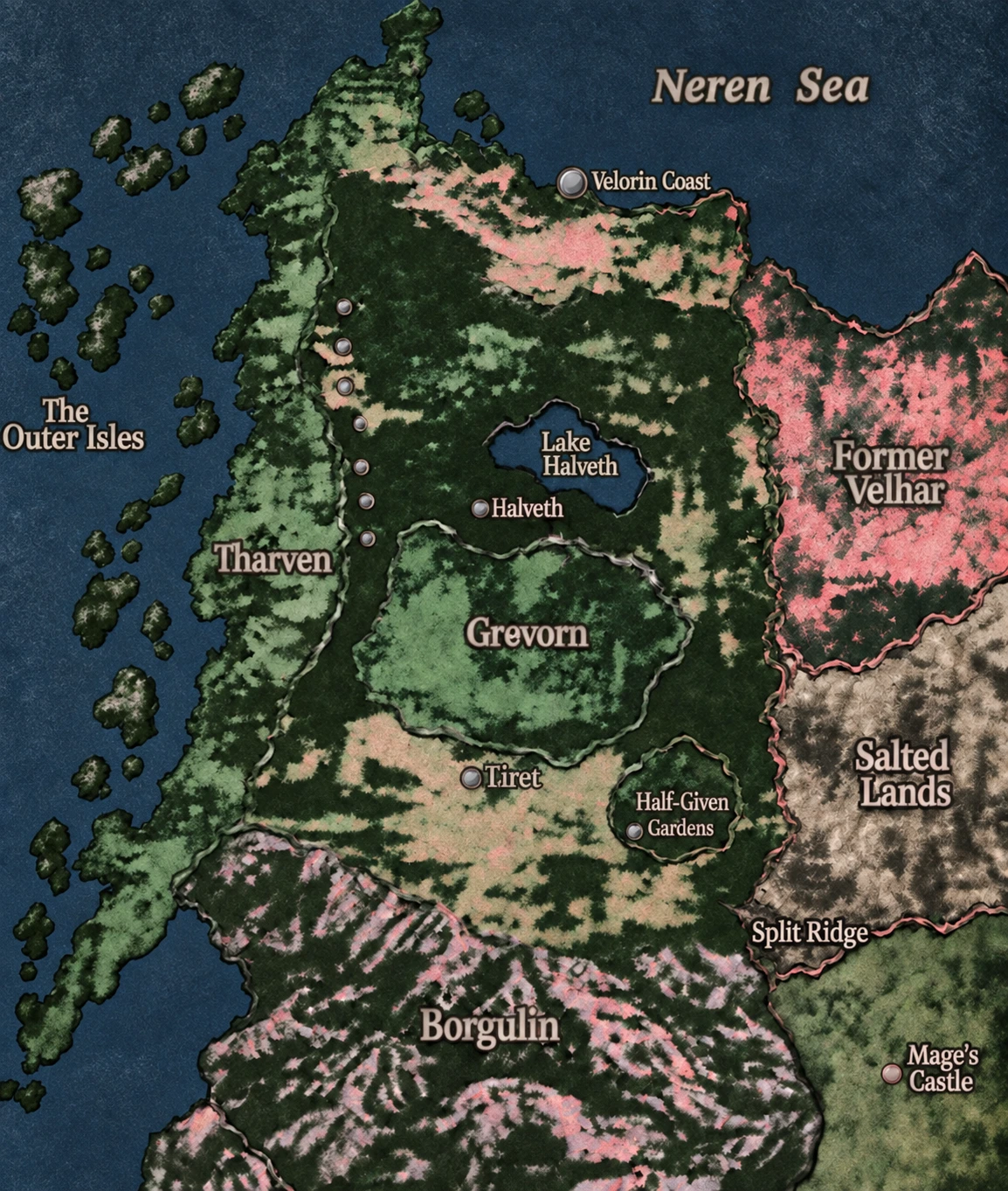 Map of Enedal and its surrounding regions